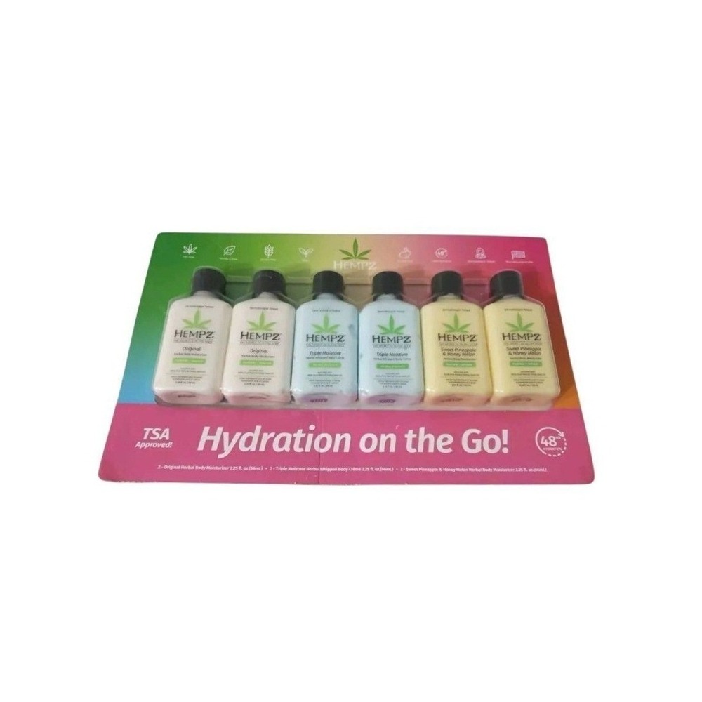 Hempz Lotion Hydration on the Go - Travel Size Herbal Body Moisturizer Set of 6